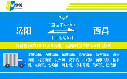 岳阳到西昌物流公司