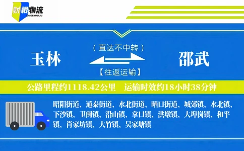 玉林到邵武物流公司