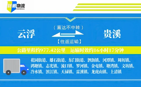 云浮到贵溪物流公司