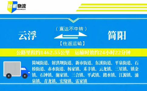 云浮到简阳物流公司