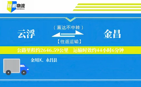 云浮到金昌物流公司