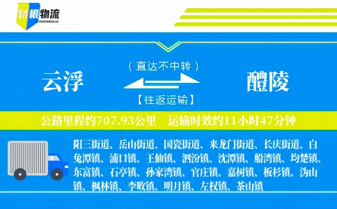 云浮到醴陵物流公司
