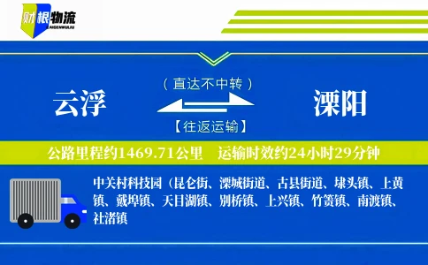 云浮到溧阳物流公司