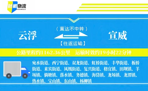 云浮到宣威物流公司