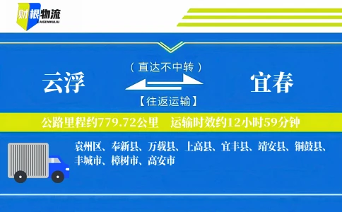 云浮到宜春物流公司