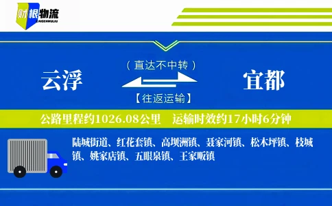 云浮到宜都物流公司