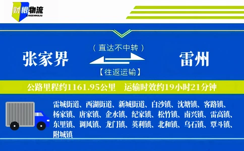 张家界到雷州物流公司