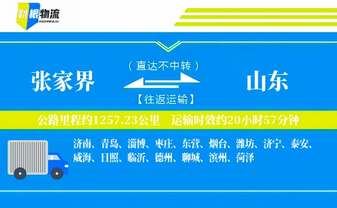 张家界到山东物流公司