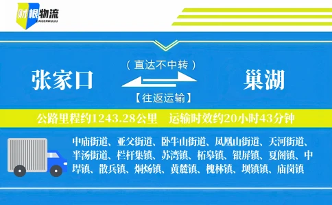 张家口到巢湖物流公司
