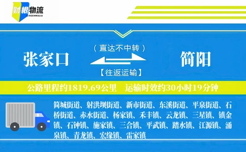 张家口到简阳物流公司