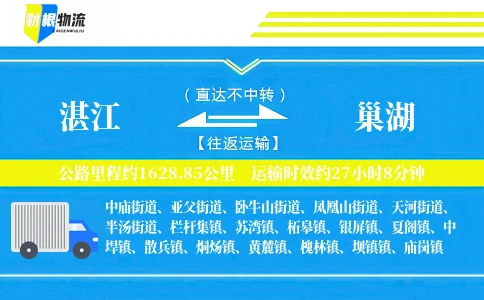 湛江到巢湖物流公司