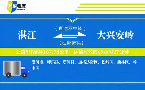 湛江到大兴安岭物流公司