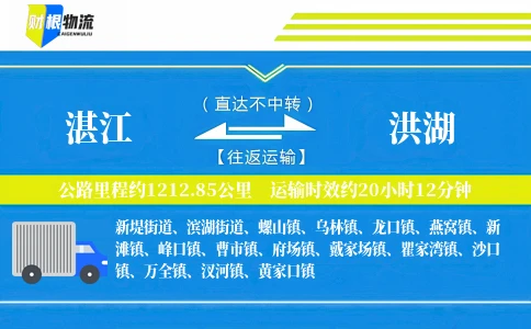 湛江到洪湖物流公司