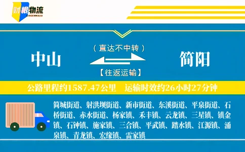 中山到简阳物流公司