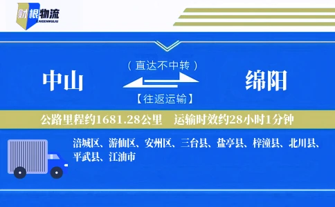 中山到绵阳物流公司