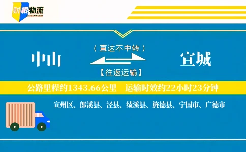 中山到宣城物流公司
