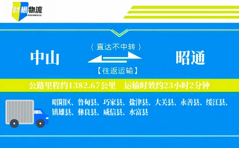 中山到昭通物流公司