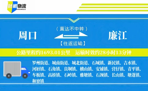 周口到廉江物流公司