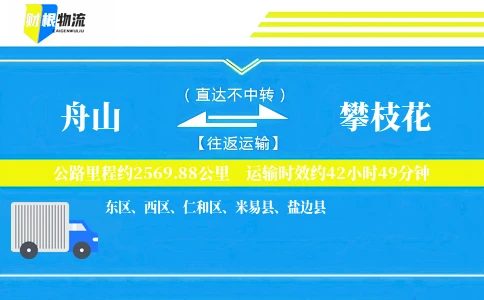 舟山到攀枝花物流公司