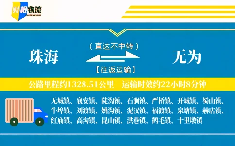 珠海到无为物流公司