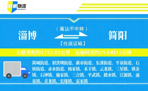 淄博到简阳物流公司