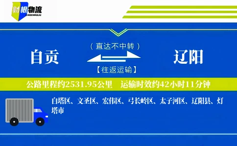 自贡到辽阳物流公司