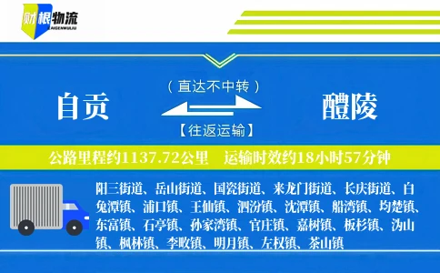 自贡到醴陵物流公司