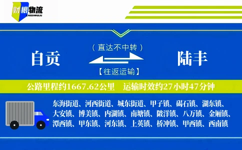 自贡到陆丰物流公司