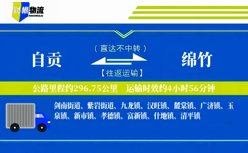 自贡到绵竹物流公司