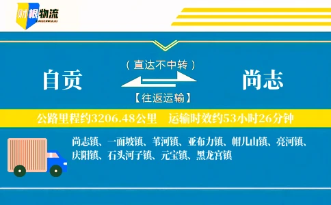 自贡到尚志物流公司