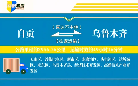 自贡到乌鲁木齐物流公司
