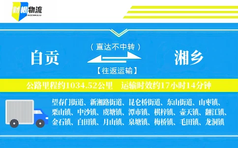 自贡到湘乡物流公司