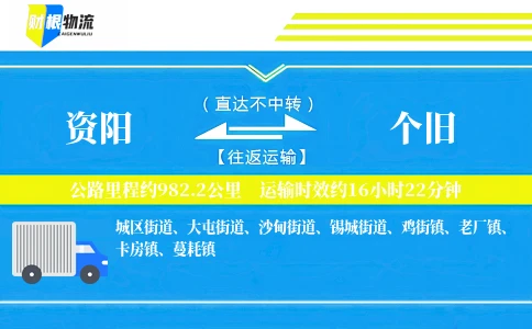 资阳到个旧物流公司