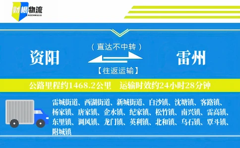 资阳到雷州物流公司