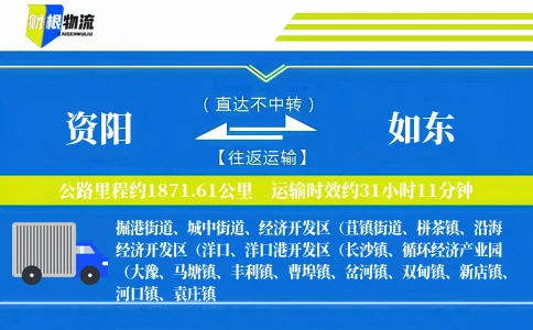 资阳到如东物流公司