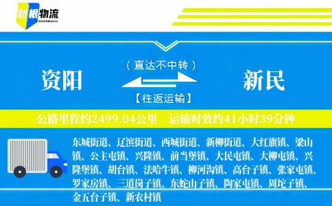 资阳到新民物流公司