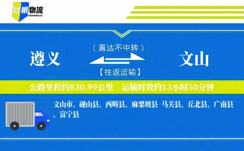 遵义到文山物流公司